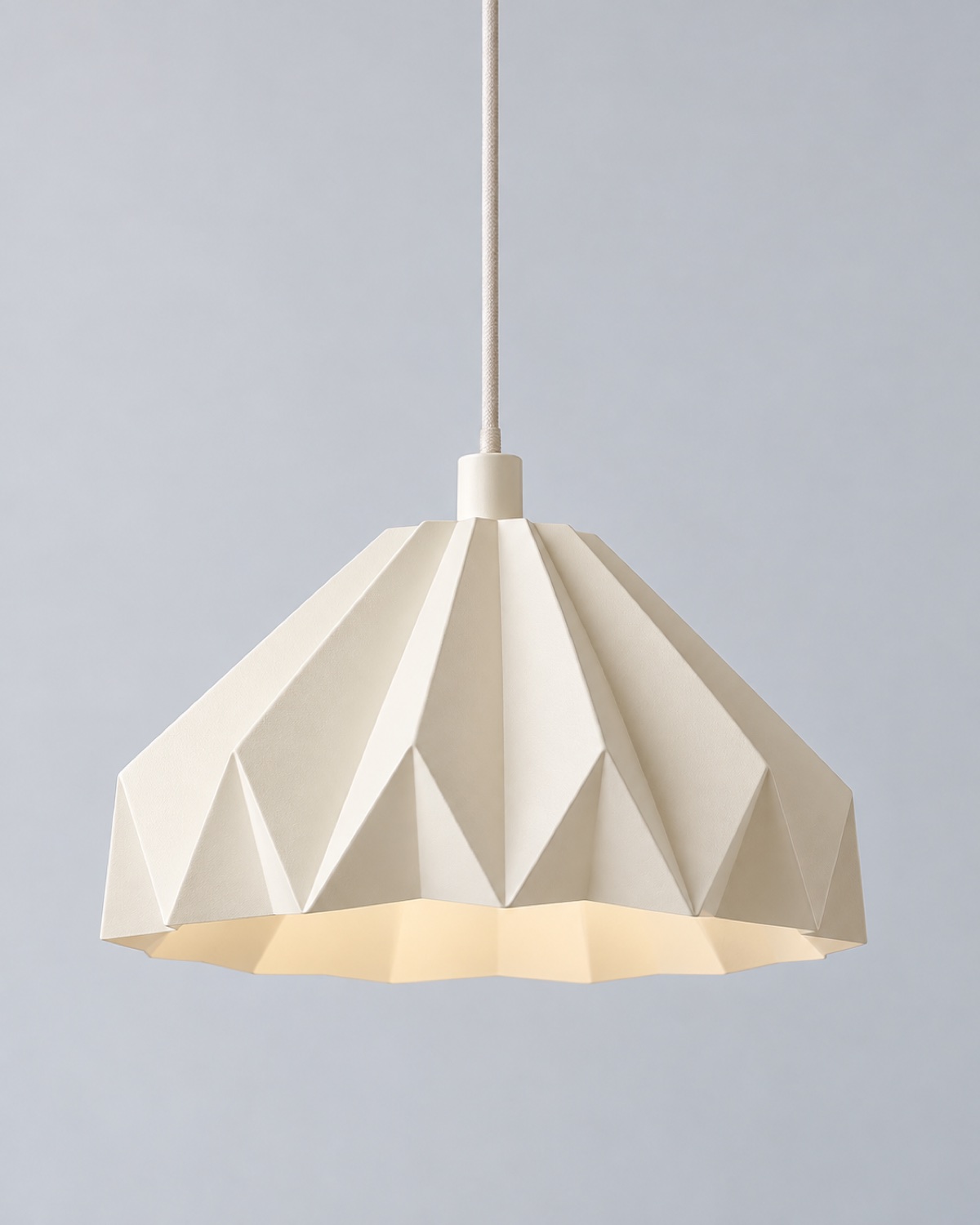 Ivory folded steel pendant lamp