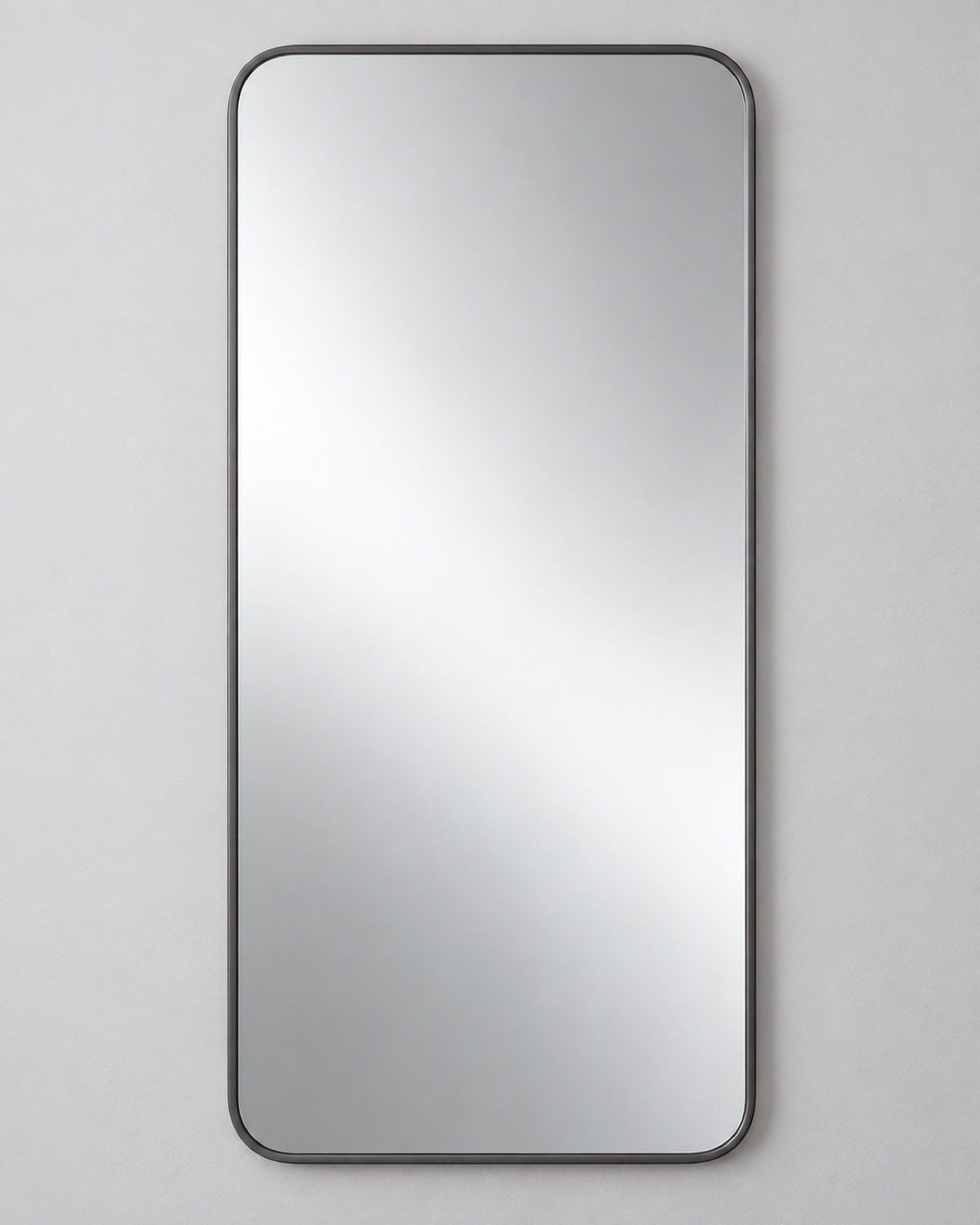 Tall rectangular mirror in a thin graphite frame